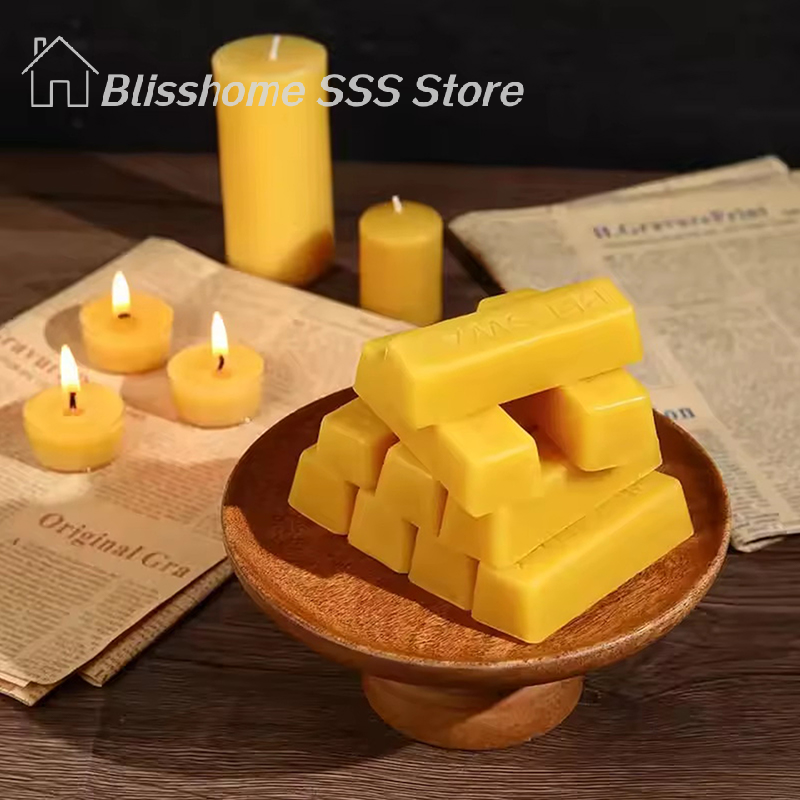 Candle Supplies Bulk - 【S】4/8Pcs Pure Beeswax Blocks, Space-Saving First-Class