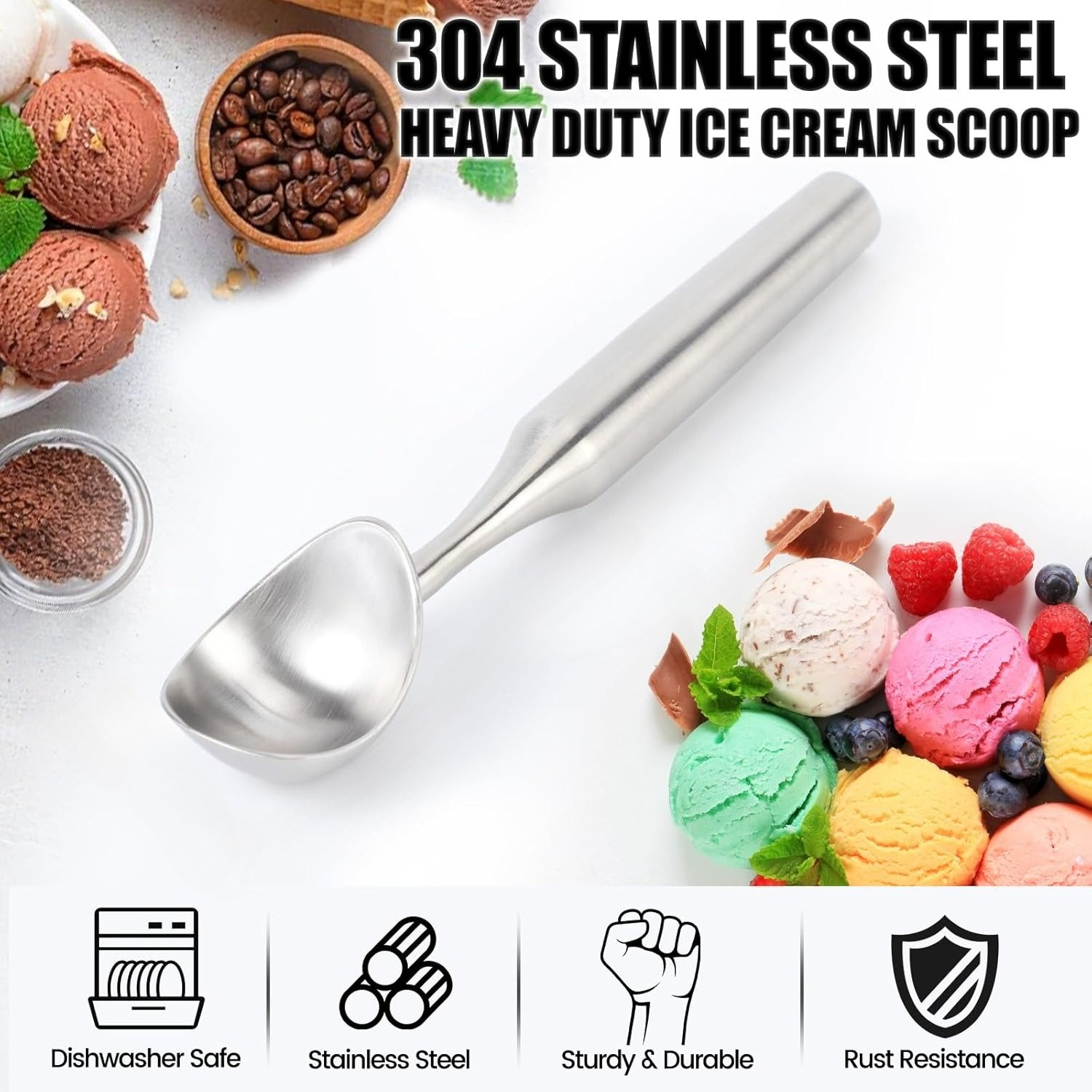 Candle Shop - 304 Stainless Steel Ice Cream Scoop,