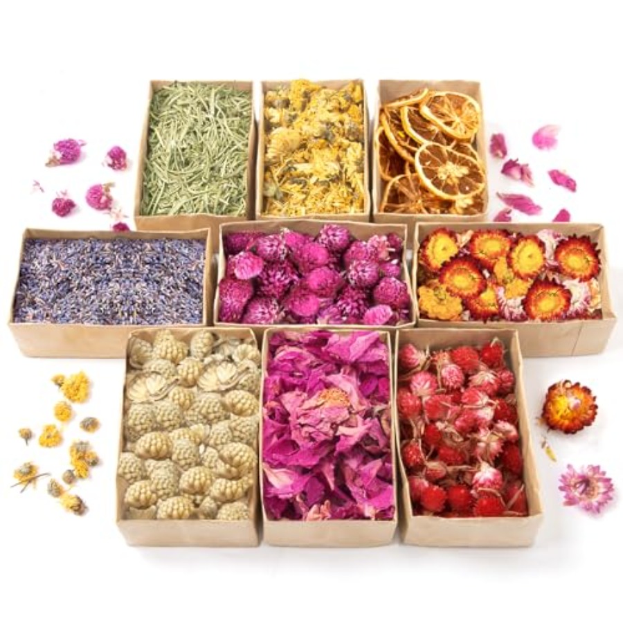 Candle Supplies Bulk - 9 Bags Dried Flowers Candle and