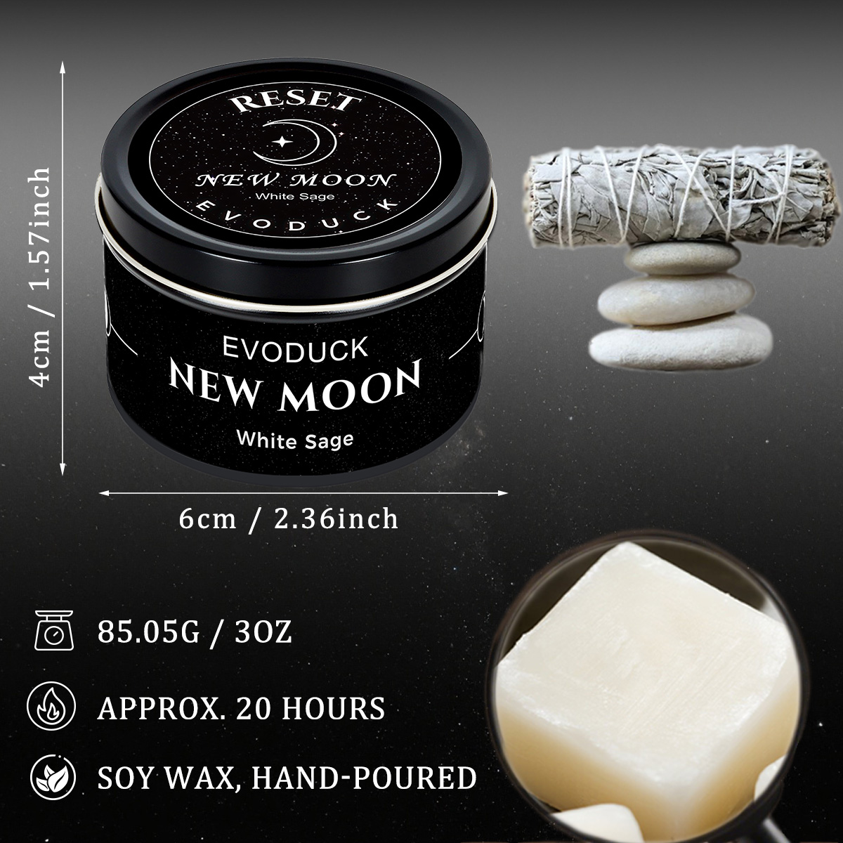 1pc New Moon Scented Candles C – Black Tin Candle Bewertung und Preis