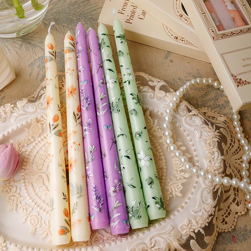 2PCS Long Candles Floral Print – Candle Supplies Bulk Bewertung und Preis