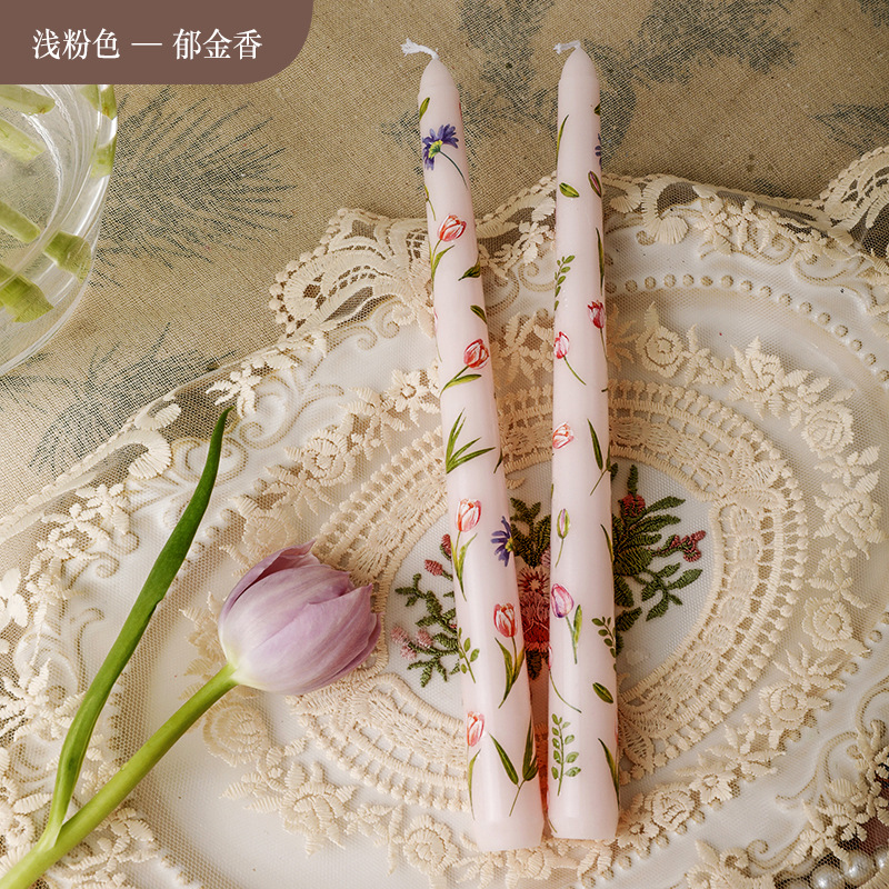 2PCS Long Candles Floral Print – Candle Supplies Bulk Bewertung und Preis